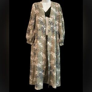 Fashion Nova Floral Kimono in Green and Blue